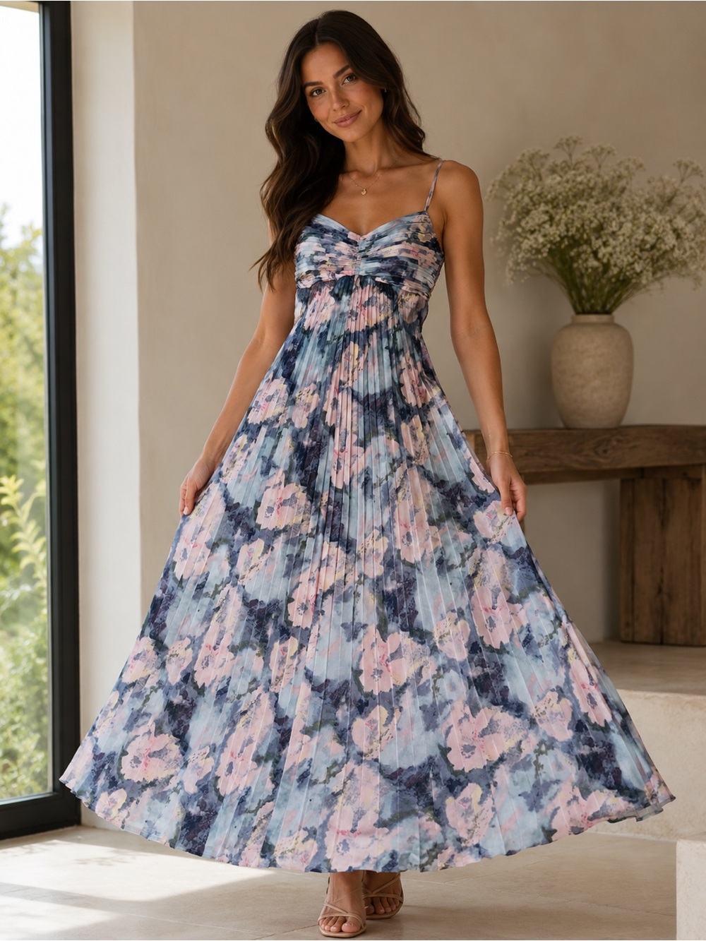 Bailey 44 Pleated Floral Midi Dress – Size 6 – NWT